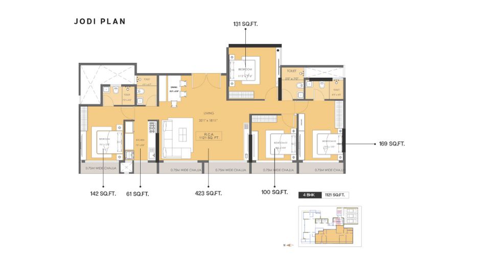 Modirealty-Olive-Floor-Plan-Jodi-Layout-4 BHK-1121 Sqft